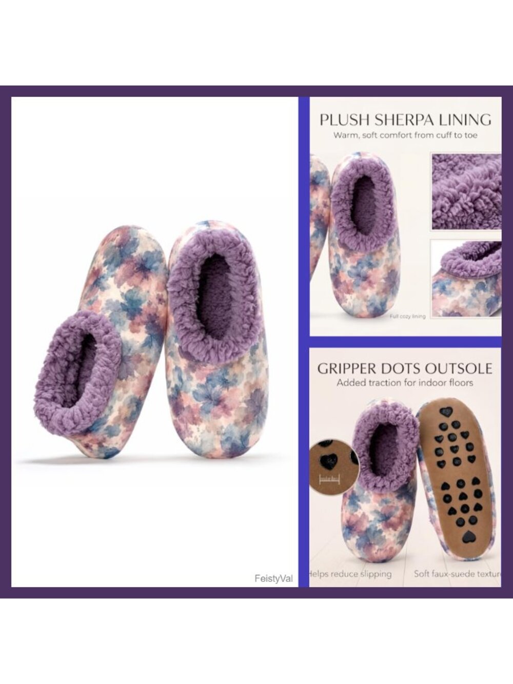 Sherpa Lined Slipper Socks Women Soft Sole Non Slip Gripper